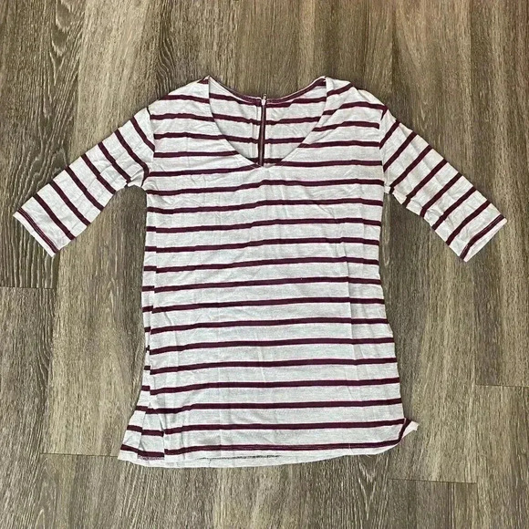 Womens Red and Grey Stripe Tunic - M - Picture 1 of 7
